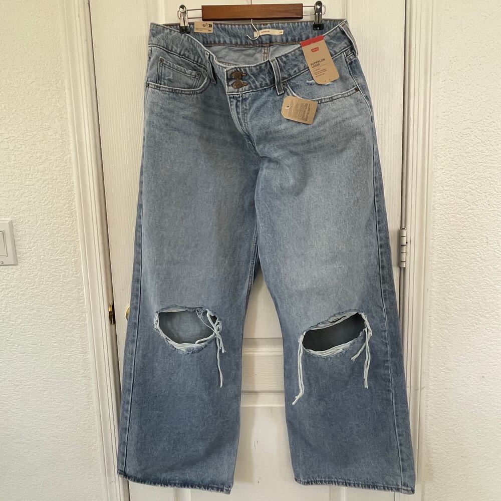 Levi’s Superlow Loose Jeans 34x32 Y2K Baggy Wide Leg Distressed NWT - Picture 3 of 7